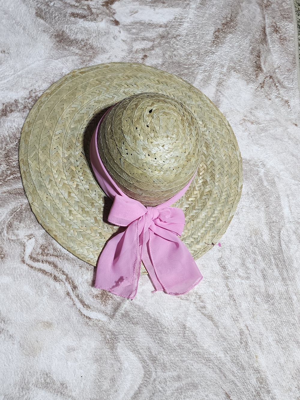 HATS Wide Brim Straw Sun Hat Pink Ribbon Floppy Beach Resort Hat - Picture 7 of 8